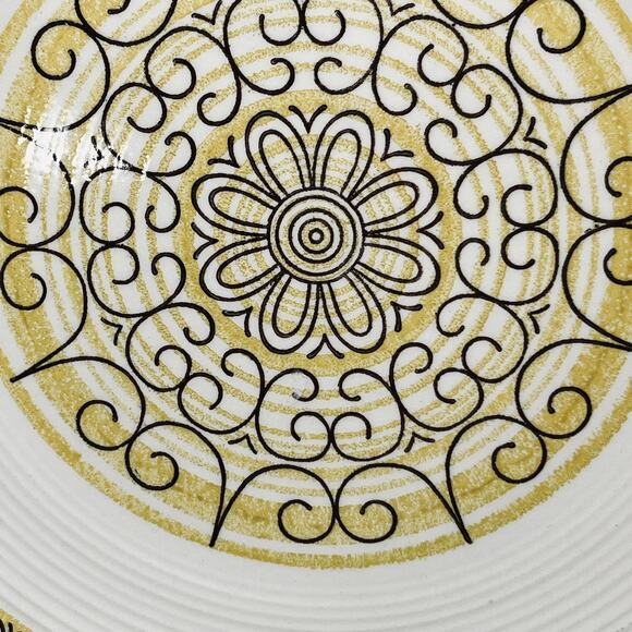 VTG Plate 60s MCM Sierra Ironstone Ceramic 10" MS Max Schonfeld Yellow Scroll - Picture 2 of 5